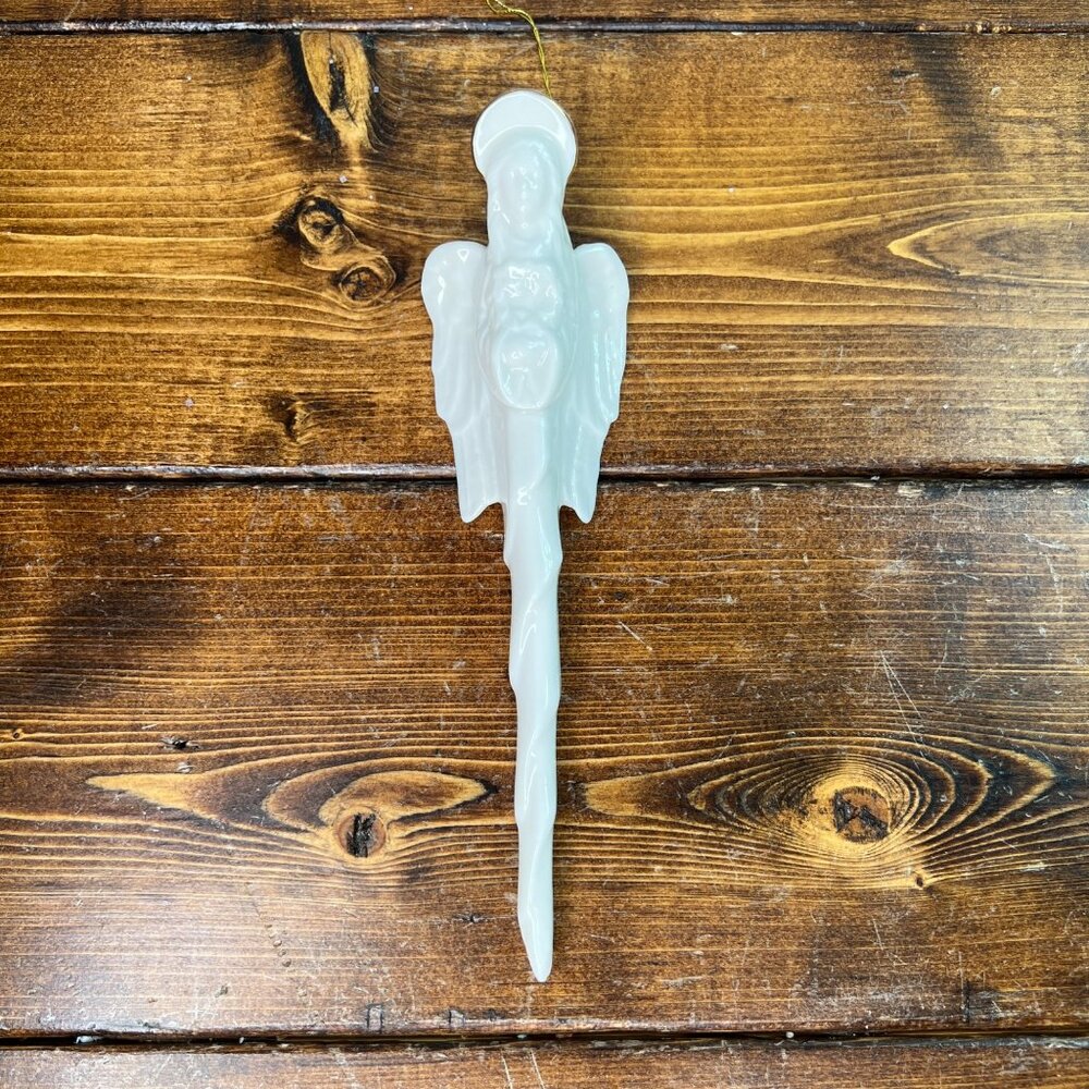 Vintage Porcelain Angel Icicle Christmas Ornament 9" Tall